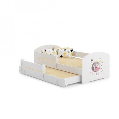 KOBI Barnsäng - Luk Med Madrass, Skyddskant Och Extrasäng - Sleepy Princess - 160 x 80 Cm