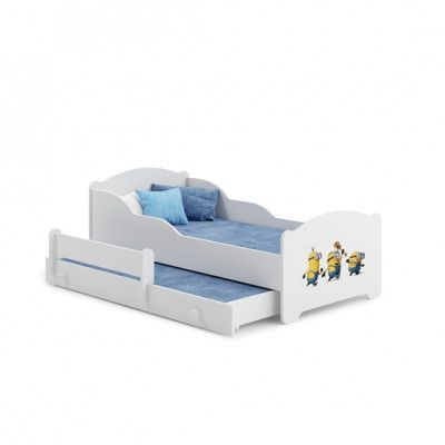 KOBI Barnsäng - Michas Med Madrass Och Extrasäng - Minionerna - 160 x 80 Cm