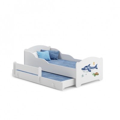 KOBI Barnsäng - Michas Med Madrass Och Extrasäng - Shark - 160 x 80 Cm