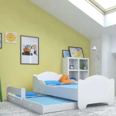 KOBI Barnsäng - Michas Med Madrass Och Extrasäng - White - 160 x 80 Cm