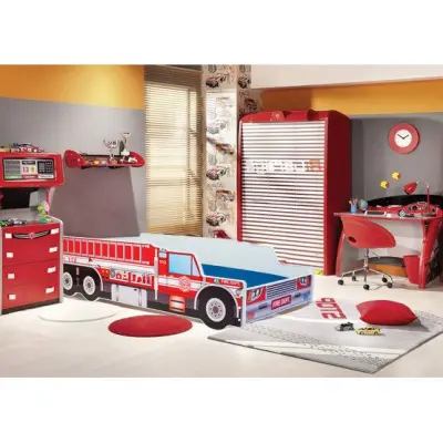 KOBI Barnsäng - Riko Med Madrass - Fire Brigade - 140 x 70 Cm