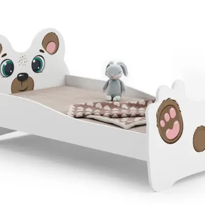 KOBI Barnsäng - Teddybjörn Med Madrass 160 x 80 Cm