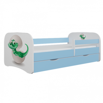 Kocot Kids Barnsäng - Babydreams Blå - Dinosaur Med Madrass 180x80 Cm