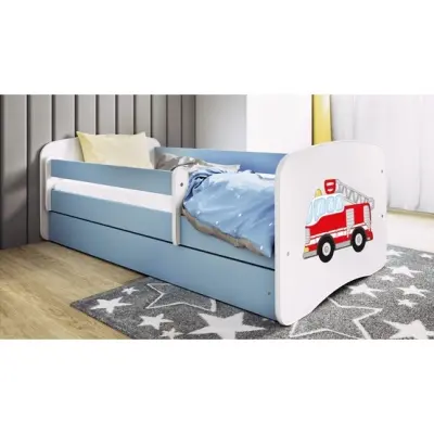 Kocot Kids Barnsäng - Babydreams Blå - Fire Truck Med Madrass 140x70 Cm