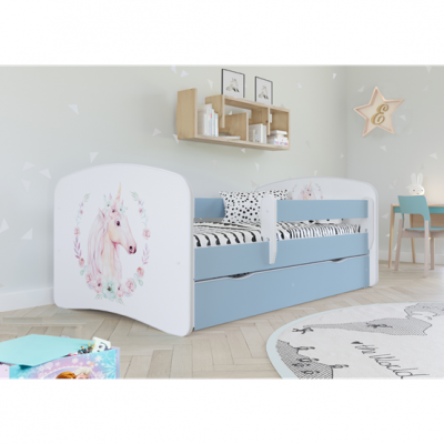 Kocot Kids Barnsäng - Babydreams Blå - Horse Med Låda 180x80 Cm