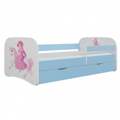Kocot Kids Barnsäng - Babydreams Blå - Princess On Horse Med Madrass 180x80 Cm