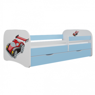 Kocot Kids Barnsäng - Babydreams Blå - Racing Car Med Låda Och Madrass 160x80 Cm