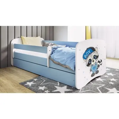 Kocot Kids Barnsäng - Babydreams Blå - Racoon Med Madrass 180x80 Cm