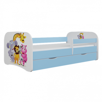 Kocot Kids Barnsäng - Babydreams Blå - Zoo Med Låda Och Madrass 160x80 Cm