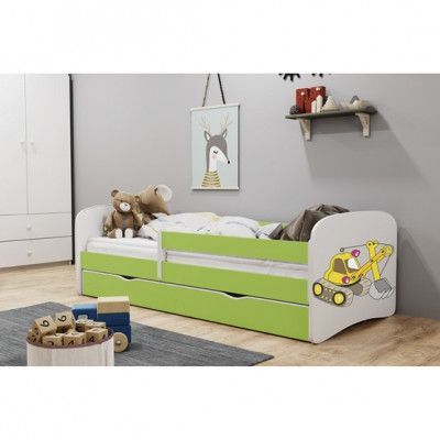 Kocot Kids Barnsäng - Babydreams Grön - Digger Med Madrass 160x80 Cm