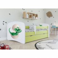 Kocot Kids Barnsäng - Babydreams Grön - Dinosaur Med Låda 140x70 Cm