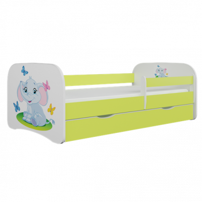 Kocot Kids Barnsäng - Babydreams Grön - Elephant Med Madrass 160x80 Cm