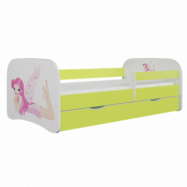 Kocot Kids Barnsäng - Babydreams Grön - Fairy With Wings Med Låda 160x80 Cm