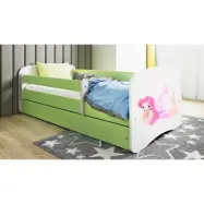 Kocot Kids Barnsäng - Babydreams Grön - Fairy With Wings Med Låda Och Madrass 180x80 Cm