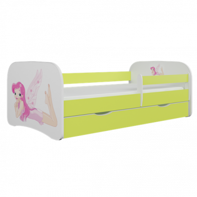Kocot Kids Barnsäng - Babydreams Grön - Fairy With Wings Med Madrass 180x80 Cm