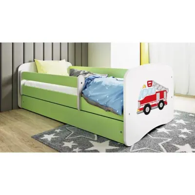 Kocot Kids Barnsäng - Babydreams Grön - Fire Truck Med Låda 160x80 Cm