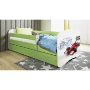 Kocot Kids Barnsäng - Babydreams Grön - Formula One Med Låda Och Madrass 160x80 Cm