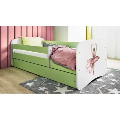 Kocot Kids Barnsäng - Babydreams Grön Med Låda - Dansare 180x80 Cm