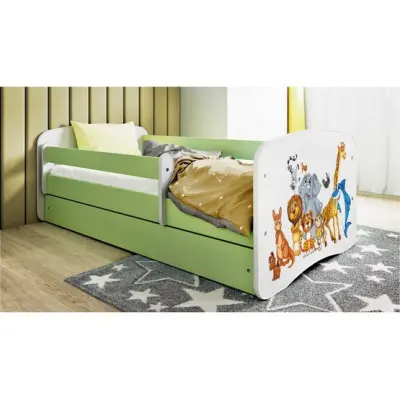 Kocot Kids Barnsäng - Babydreams Grön Med Låda - Djur 160x80 Cm