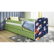 Kocot Kids Barnsäng - Babydreams Grön Med Låda Och Madrass - Cosmos 140x70 Cm