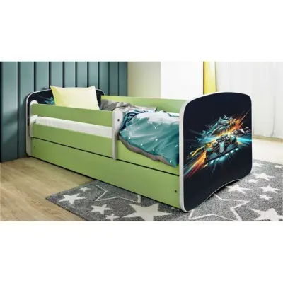 Kocot Kids Barnsäng - Babydreams Grön Med Låda - Race 160x80 Cm