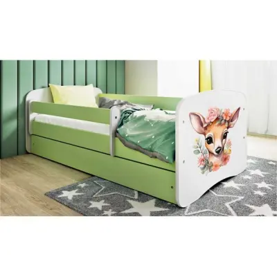 Kocot Kids Barnsäng - Babydreams Grön Med Madrass - Bambi 140x70 Cm