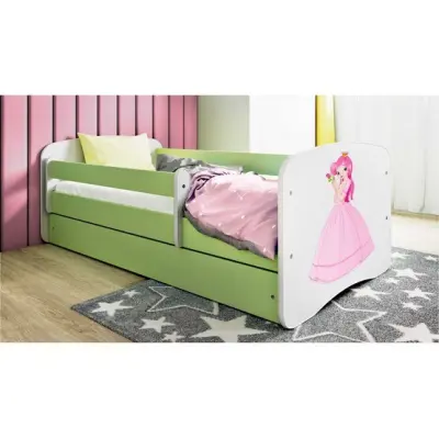 Kocot Kids Barnsäng - Babydreams Grön Med Madrass - Prinsessa 160x80 Cm