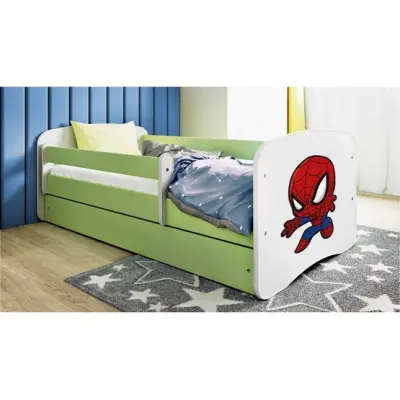 Kocot Kids Barnsäng - Babydreams Grön Med Madrass - Spindelmannen 160x80 Cm