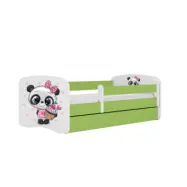 Kocot Kids Barnsäng - Babydreams Grön - Panda Med Låda Och Madrass 140x70 Cm