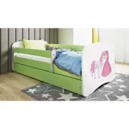 Kocot Kids Barnsäng - Babydreams Grön - Princess And Horse Med Låda 140x70 Cm