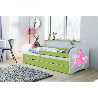 Kocot Kids Barnsäng - Babydreams Grön - Princess On Horse Med Madrass 180x80 Cm