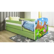 Kocot Kids Barnsäng - Babydreams Grön - Safari Med Låda Och Madrass 160x80 Cm
