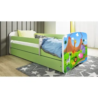 Kocot Kids Barnsäng - Babydreams Grön - Safari Med Madrass 140x70 Cm