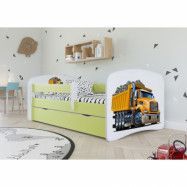 Kocot Kids Barnsäng - Babydreams Grön - Truck Med Låda 140x70 Cm