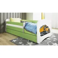 Kocot Kids Barnsäng - Babydreams Grön - Truck Med Låda Och Madrass 160x80 Cm