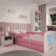 Kocot Kids Barnsäng - Babydreams Rosa - Blå - Bear Med Låda Och Madrass 160x80 Cm
