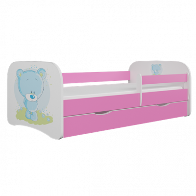 Kocot Kids Barnsäng - Babydreams Rosa - Blå - Bear Med Madrass 140x70 Cm