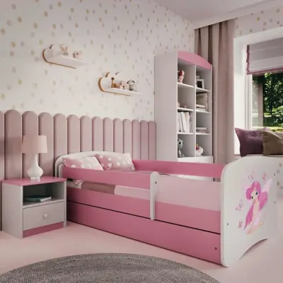 Kocot Kids Barnsäng - Babydreams Rosa - Fairy With Butterflies Med Madrass 160x80 Cm
