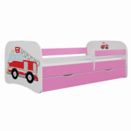 Kocot Kids Barnsäng - Babydreams Rosa - Fire Truck Med Låda 140x70 Cm