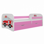 Kocot Kids Barnsäng - Babydreams Rosa - Fire Truck Med Låda Och Madrass 140x70 Cm