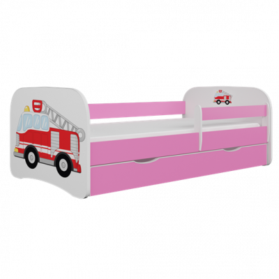 Kocot Kids Barnsäng - Babydreams Rosa - Fire Truck Med Madrass 140x70 Cm