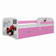 Kocot Kids Barnsäng - Babydreams Rosa - Formula One Med Låda 140x70 Cm