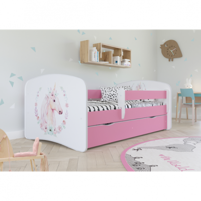 Kocot Kids Barnsäng - Babydreams Rosa - Horse Med Madrass 160x80 Cm