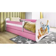 Kocot Kids Barnsäng - Babydreams Rosa Med Låda Och Madrass - Djur 180x80 Cm