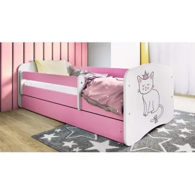Kocot Kids Barnsäng - Babydreams Rosa Med Låda Och Madrass - Katt 180x80 Cm