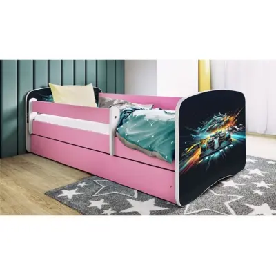 Kocot Kids Barnsäng - Babydreams Rosa Med Låda Och Madrass - Race 180x80 Cm