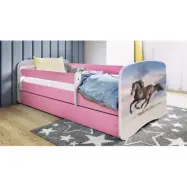 Kocot Kids Barnsäng - Babydreams Rosa Med Madrass - Galloperande Hästar 180x80 Cm