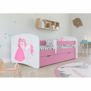 Kocot Kids Barnsäng - Babydreams Rosa - Princess And Horse 180x80 Cm