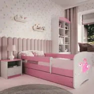 Kocot Kids Barnsäng - Babydreams Rosa - Princess On Horse Med Låda 180x80 Cm