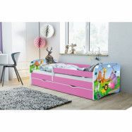 Kocot Kids Barnsäng - Babydreams Rosa - Safari Med Låda Och Madrass 140x70 Cm